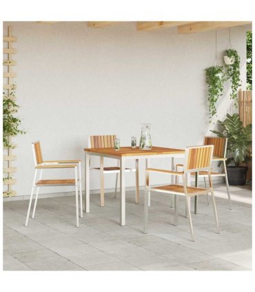 vidaXL Outdoor Dining Set 5 pcs Brown Solid Acacia Wood