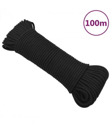 vidaXL Boat Rope Full Black 3 mm 100 m Polypropylene