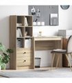 vidaXL Desk with Drawer with Shelf with Storage 2 pcs Sonoma Oak