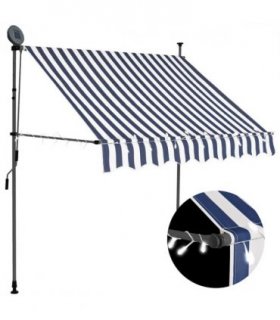 vidaXL Manual Retractable Awning with LED 200 cm Blue and White
