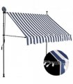 vidaXL Manual Retractable Awning with LED 200 cm Blue and White
