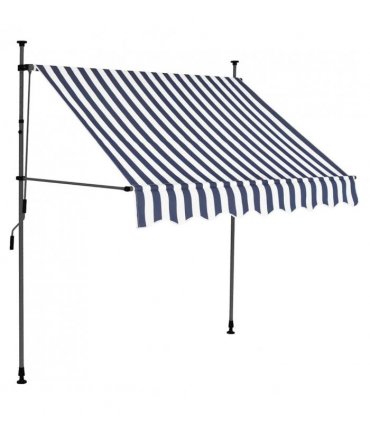 vidaXL Manual Retractable Awning with LED 200 cm Blue and White