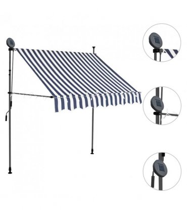 vidaXL Manual Retractable Awning with LED 200 cm Blue and White