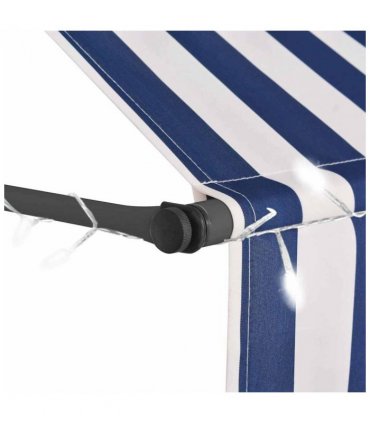 vidaXL Manual Retractable Awning with LED 200 cm Blue and White