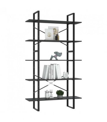 vidaXL 5-Tier Book Cabinet Grey 100x30x175 cm Engineered Wood