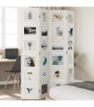 vidaXL Room Divider 4 Panels White Solid Wood Paulownia