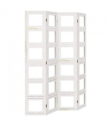vidaXL Room Divider 4 Panels White Solid Wood Paulownia