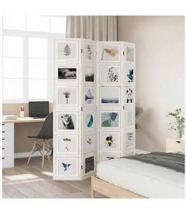 vidaXL Room Divider 4 Panels White Solid Wood Paulownia