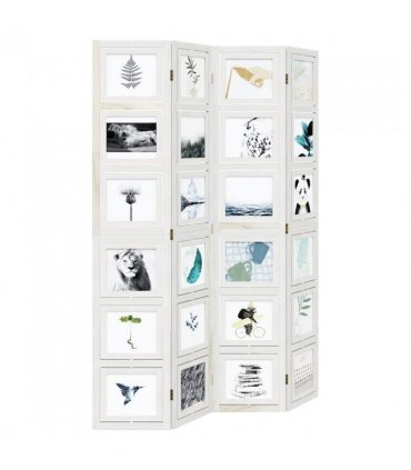 vidaXL Room Divider 4 Panels White Solid Wood Paulownia