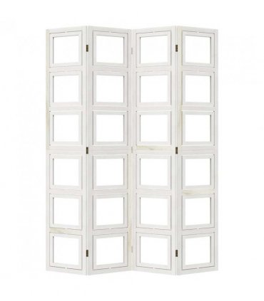 vidaXL Room Divider 4 Panels White Solid Wood Paulownia