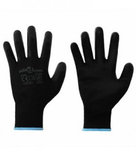 vidaXL Work Gloves 24 pcs Black 9 / L Polyester