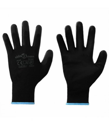 vidaXL Work Gloves 24 pcs Black 9 / L Polyester