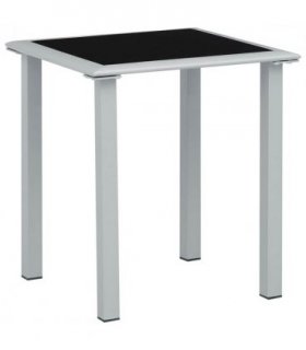 vidaXL Garden Table Black and Silver 41x41x45 cm Steel and Glass