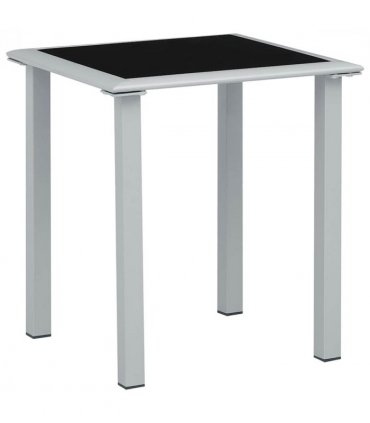 vidaXL Garden Table Black and Silver 41x41x45 cm Steel and Glass