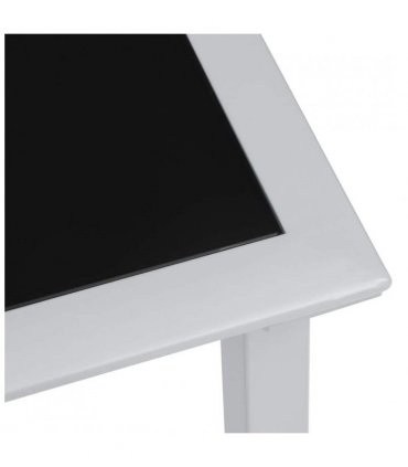 vidaXL Garden Table Black and Silver 41x41x45 cm Steel and Glass