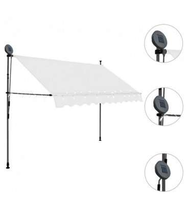 vidaXL Manual Retractable Awning with LED 250 cm Cream