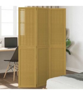 vidaXL Room Divider 3 Panels Brown Solid Wood Paulownia