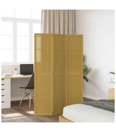 vidaXL Room Divider 3 Panels Brown Solid Wood Paulownia