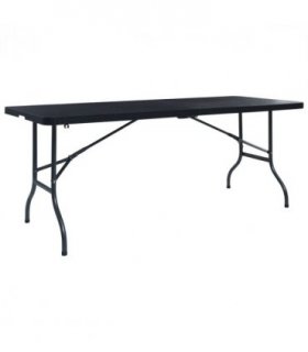 vidaXL Folding Garden Table Black 180x75x72 cm HDPE Imitation Rattan