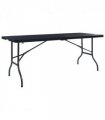 vidaXL Folding Garden Table Black 180x75x72 cm HDPE Imitation Rattan