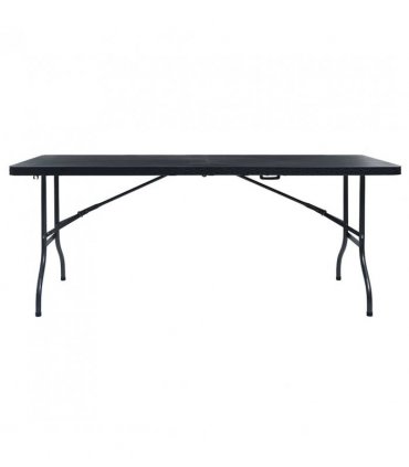 vidaXL Folding Garden Table Black 180x75x72 cm HDPE Imitation Rattan