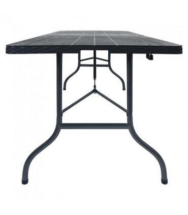 vidaXL Folding Garden Table Black 180x75x72 cm HDPE Imitation Rattan