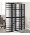 vidaXL Room Divider 4 Panels Black Solid Wood Paulownia