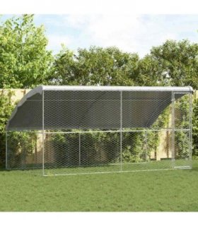 vidaXL Dog Kennel 2 pcs Silver 4 x 2 x 2 m Galvanised steel