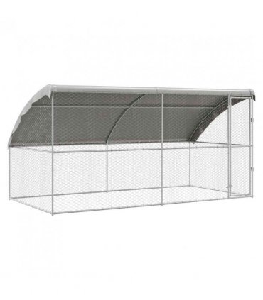 vidaXL Dog Kennel 2 pcs Silver 4 x 2 x 2 m Galvanised steel