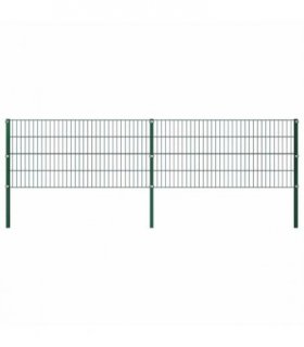 vidaXL Fence Panel with Posts Iron 349x80 cm Green