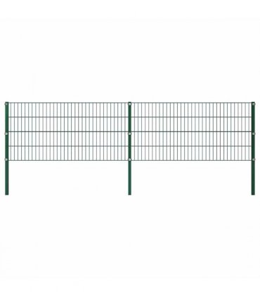 vidaXL Fence Panel with Posts Iron 349x80 cm Green