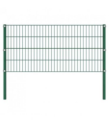 vidaXL Fence Panel with Posts Iron 349x80 cm Green
