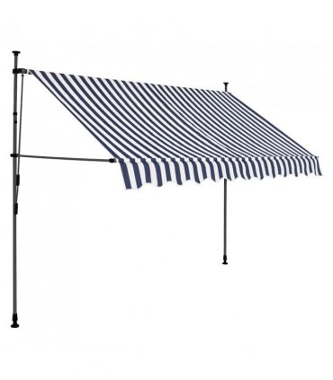vidaXL Manual Retractable Awning with LED 250 cm Blue and White