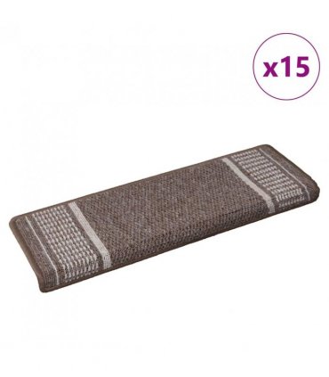 vidaXL Self-adhesive Stair Mats 15 pcs Brown 65 x 21 x 4 cm