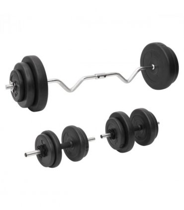 vidaXL Curl Barbell and Dumbbell with Plates 60 kg
