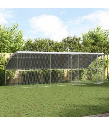 vidaXL Dog Kennel 3 pcs Silver 6 x 2 x 2 m Galvanised steel
