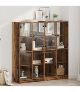 vidaXL Highboard 2 pcs Old Wood 68 x 37 x 142 cm Engineered Wood