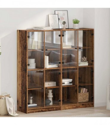 vidaXL Highboard 2 pcs Old Wood 68 x 37 x 142 cm Engineered Wood