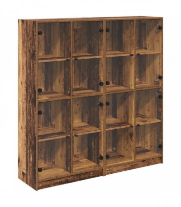 vidaXL Highboard 2 pcs Old Wood 68 x 37 x 142 cm Engineered Wood