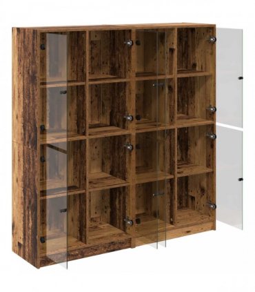 vidaXL Highboard 2 pcs Old Wood 68 x 37 x 142 cm Engineered Wood