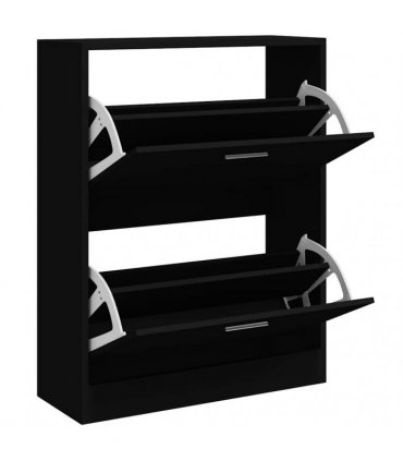 vidaXL Shoe Cabinet Black 63x24x81 cm Engineered Wood