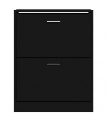 vidaXL Shoe Cabinet Black 63x24x81 cm Engineered Wood