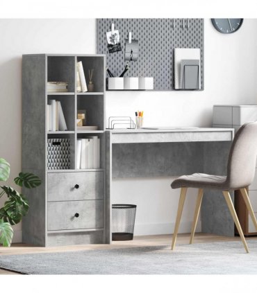 vidaXL Desk with Drawer with Shelf with Storage 2 pcs Concrete Grey
