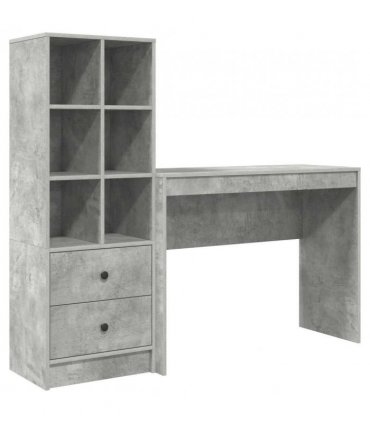 vidaXL Desk with Drawer with Shelf with Storage 2 pcs Concrete Grey