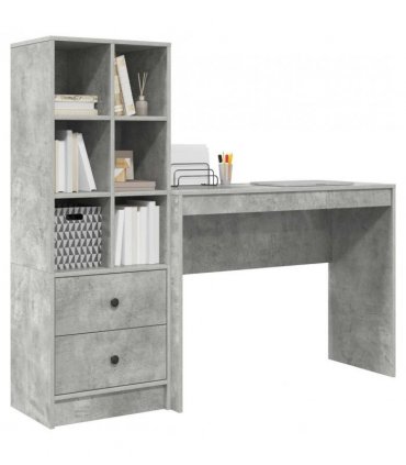 vidaXL Desk with Drawer with Shelf with Storage 2 pcs Concrete Grey