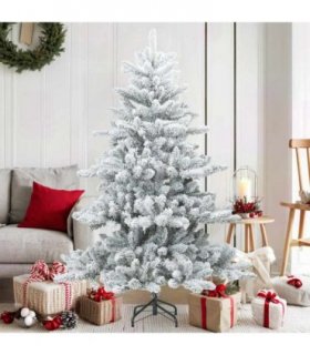vidaXL Artificial Hinged Christmas Tree Snow Flocked White 150 cm