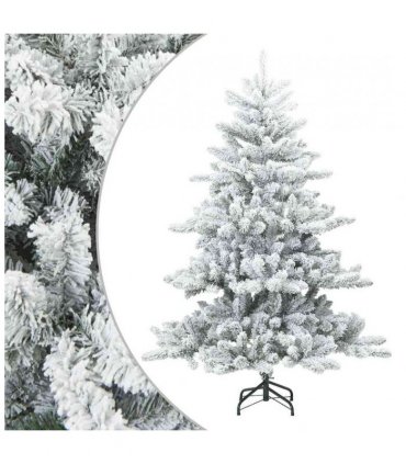 vidaXL Artificial Hinged Christmas Tree Snow Flocked White 150 cm