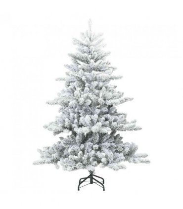 vidaXL Artificial Hinged Christmas Tree Snow Flocked White 150 cm