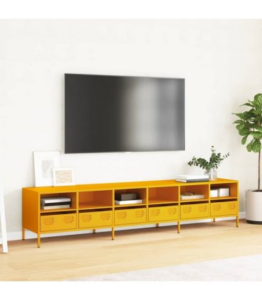 vidaXL TV Cabinet Mustard Yellow 202x39x43.5 cm Cold-rolled Steel