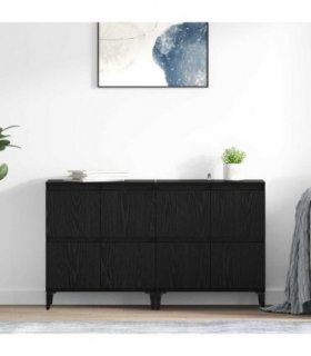 vidaXL Sideboards 2 pcs Black Oak 60 x 35 x 70 cm Engineered Wood